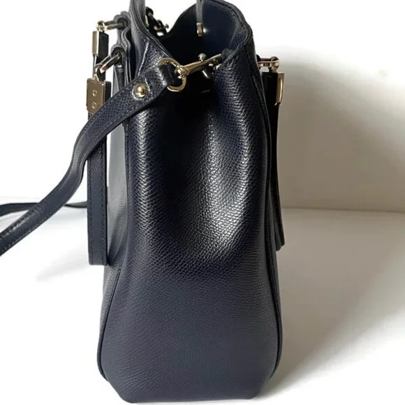 Coach F34663 Minetta Leather Handbag Satchel Midnight Blue Navy Crossbody Purse - Picture 4 of 10